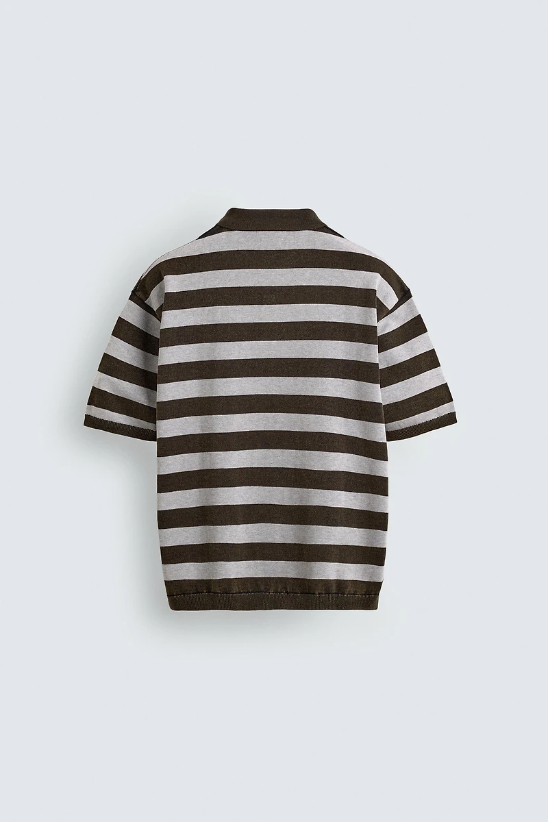 POLO EN MAILLE JACQUARD À RAYURES