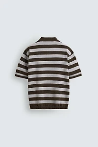 POLO EN MAILLE JACQUARD À RAYURES