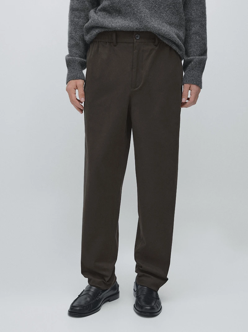 Cotton blend jogger fit trousers