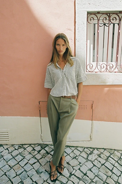 PANTALON DROIT AVEC CEINTURE EN LIN