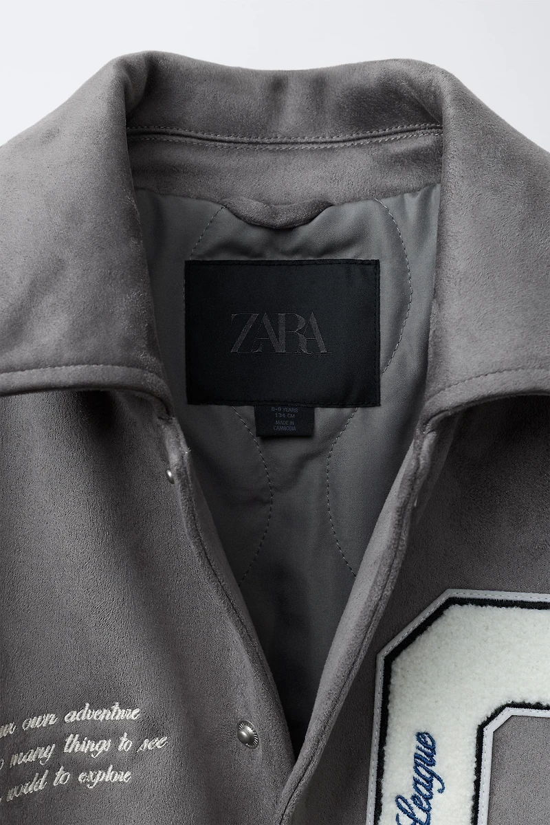 FAUX SUEDE COMBINATION BOMBER JACKET
