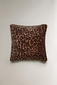 FAUX FUR AND ANIMAL PRINT THROW PILLOW COVER