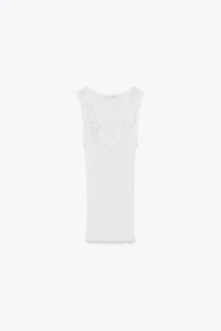 T-SHIRT CÔTELÉ DENTELLE