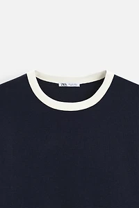 BASIC CONTRAST RIBBED T-SHIRT