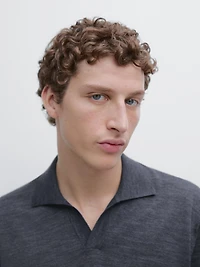 Knit V-neck polo shirt