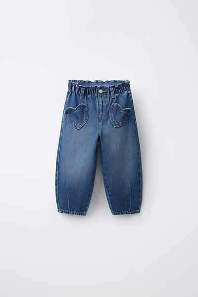 JEAN BAGGY À POCHES CŒUR
