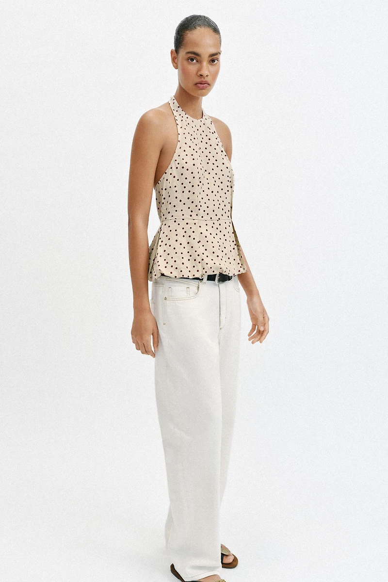POLKA DOT BALLOON TOP WITH LINEN