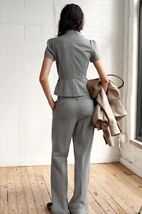 LOW-RISE PINSTRIPE PANTS