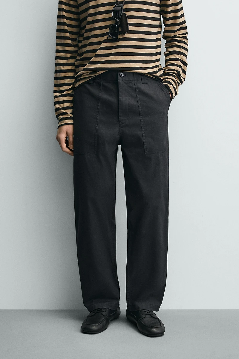 WASHED STRAIGHT FIT PANTS