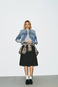 LONG PLAID PLEATED SHORTS