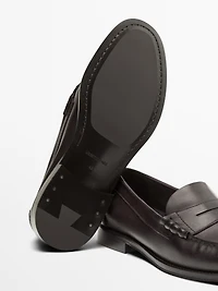 Soft oiled leather penny loafers
