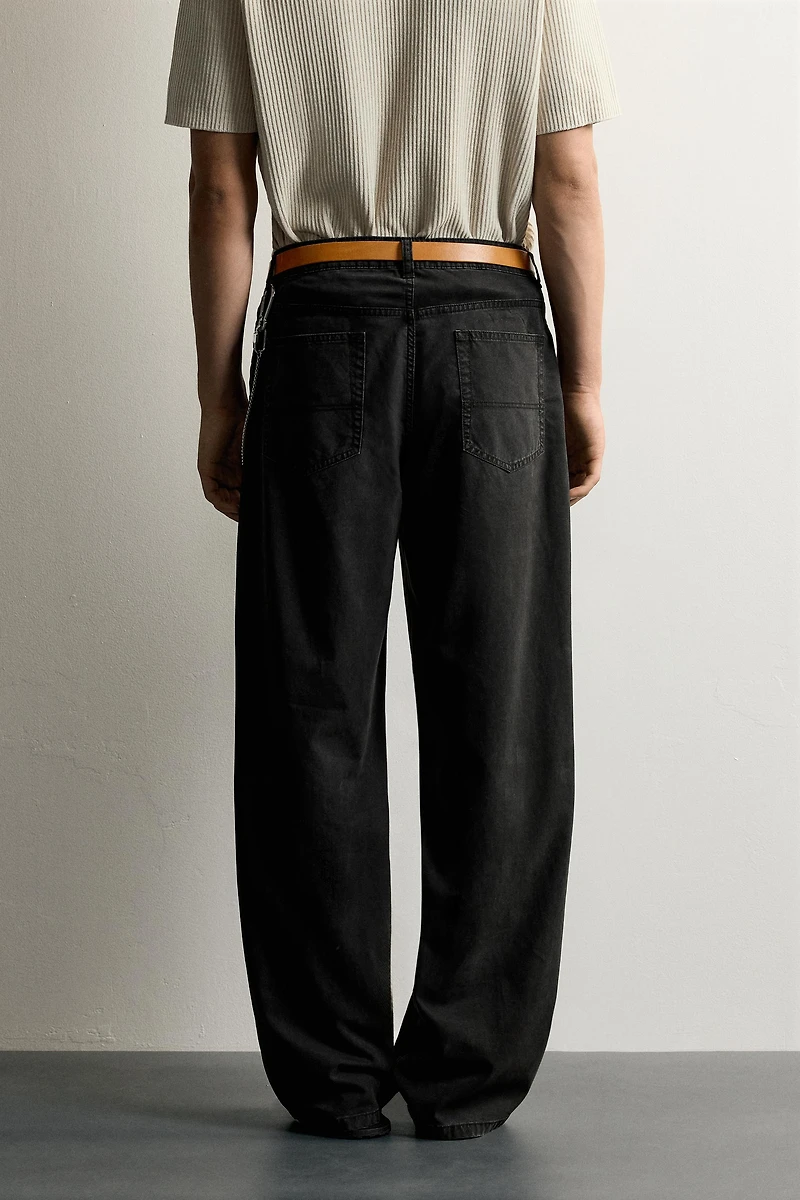 LYOCELL COTTON STRAIGHT FIT TROUSERS