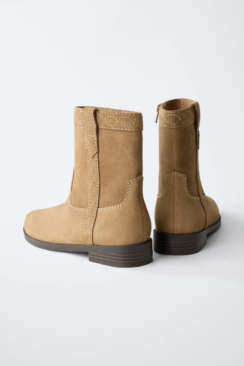 LEATHER COWBOY ANKLE BOOTS