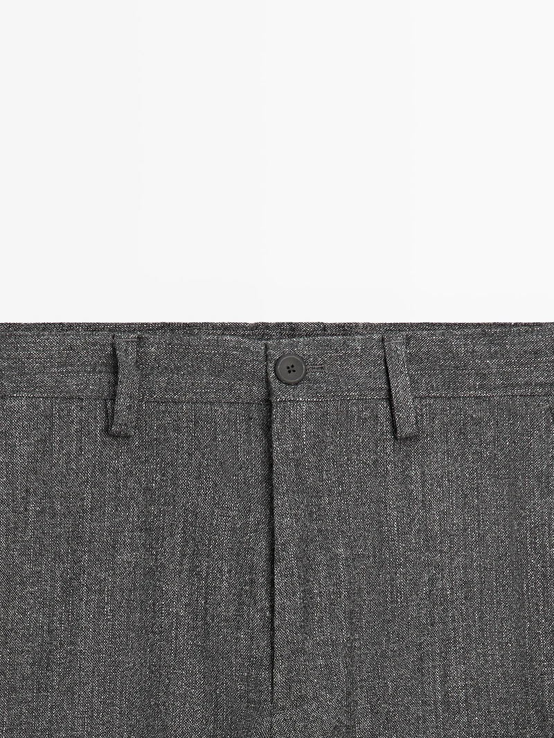 Straight-leg wool blend trousers