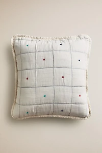 HOUSSE DE COUSSIN CARREAUX ET POIS