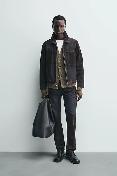 RELAXED FIT FLOCKED VELVET JEANS