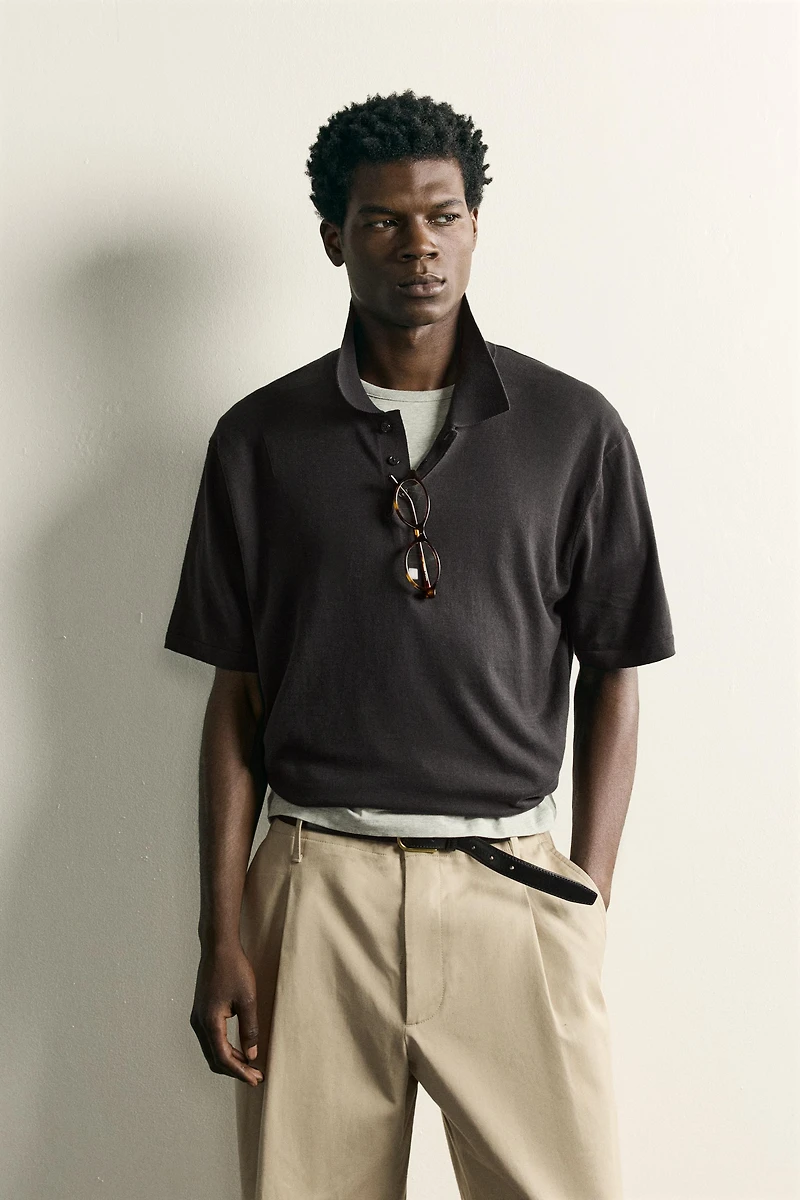 REGULAR FIT COTTON BLEND KNIT POLO