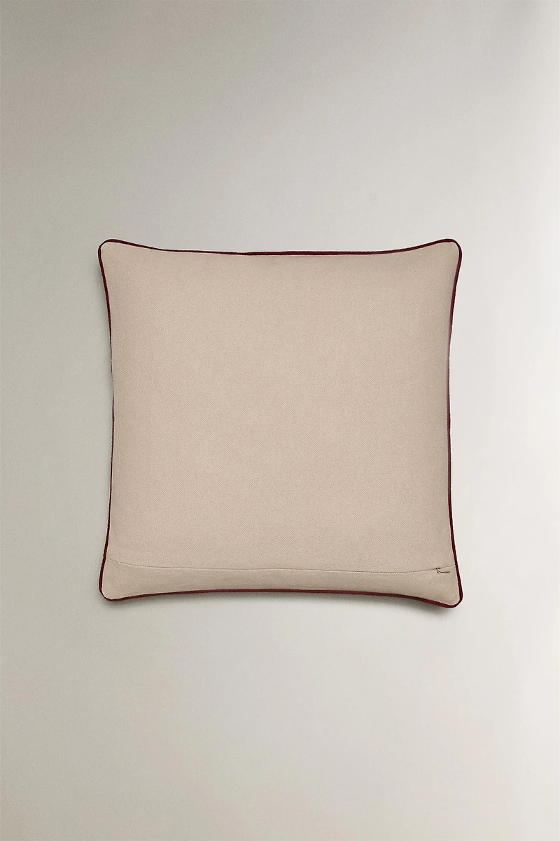 CHRISTMAS COTTON THROW PILLOW COVER WITH EMBROIDERY
