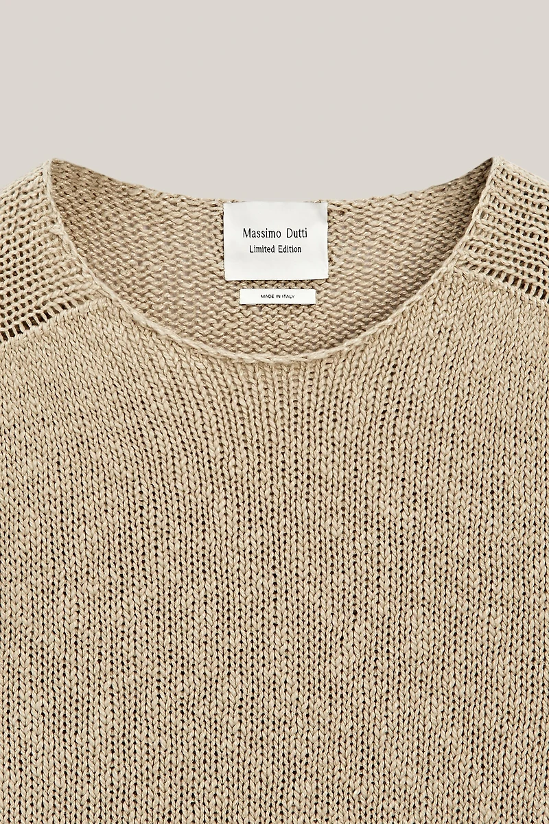 Textured short sleeve linen blend sweater - LIMITED EDITION