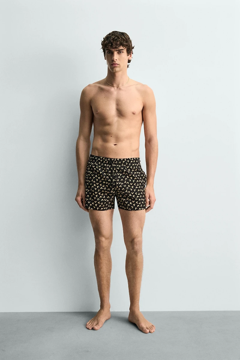 GEOMETRIC PRINT SHORT SWIMSUIT