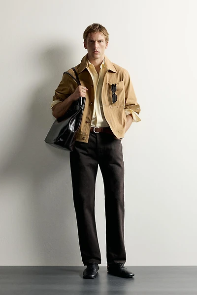 CONTRAST TOPSTITCH BOXY FIT OVERSHIRT