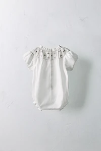1-18 MONTHS/ LIMITED EDITION EMBROIDERED FLORAL ROMPER