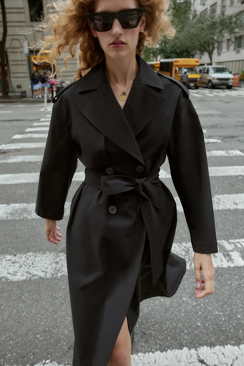 WINDPROOF WATER REPELLENT LONG BELTED TRENCH COAT