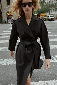 WINDPROOF WATER REPELLENT LONG BELTED TRENCH COAT