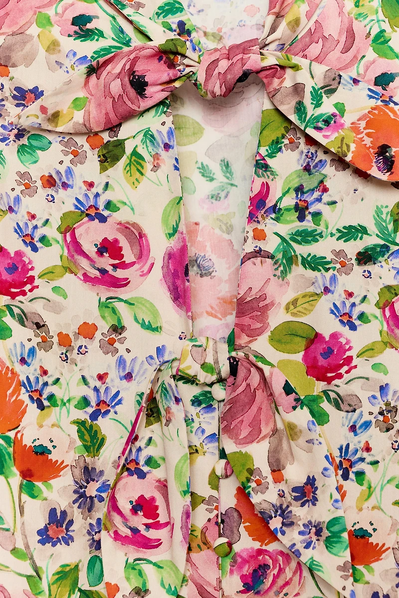 FLORAL BOW PRINT SHIRT