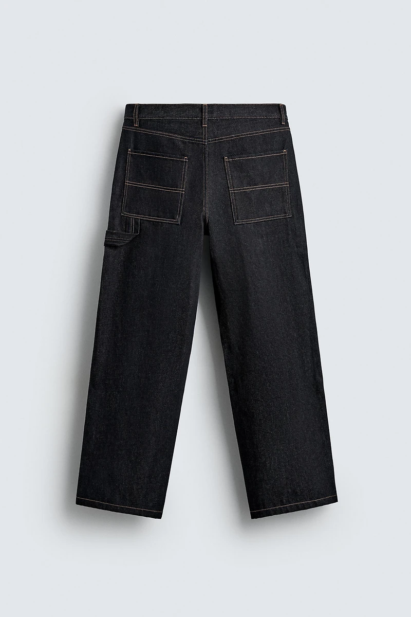 BAGGY FIT CARPENTER JEANS WITH TOPSTITCHING
