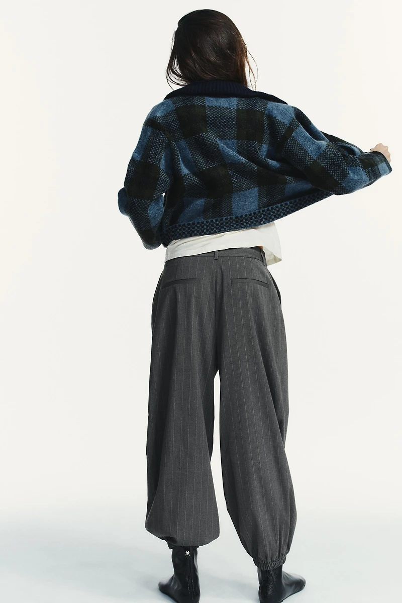 PINSTRIPE PLEATED JOGGER PANTS