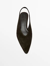 Split suede leather slingback shoes
