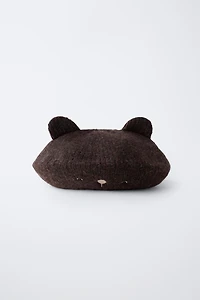 EMBROIDERED EAR KNIT BERET