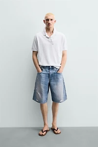 RIPPED BAGGY FIT DENIM SHORTS