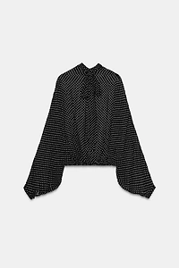 ZW COLLECTION POLKA DOT TIE BLOUSE