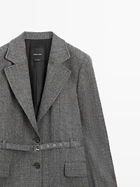 Flecked suit blazer with belt