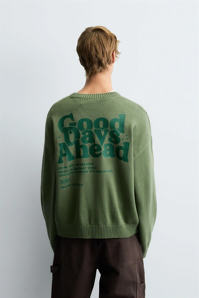 PRINTED BOXY FIT SWEATER