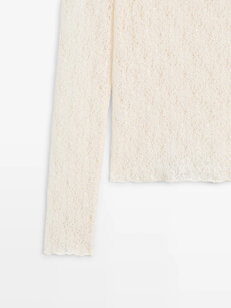 Boat neck T-shirt with lace detail