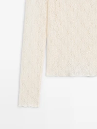Boat neck T-shirt with lace detail