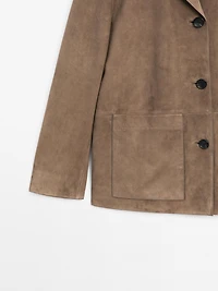 Blazer fluide en cuir finition daim