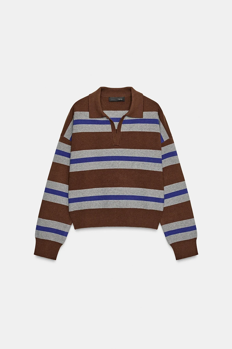 STRIPED POLO SWEATER