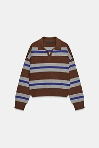 STRIPED POLO SWEATER