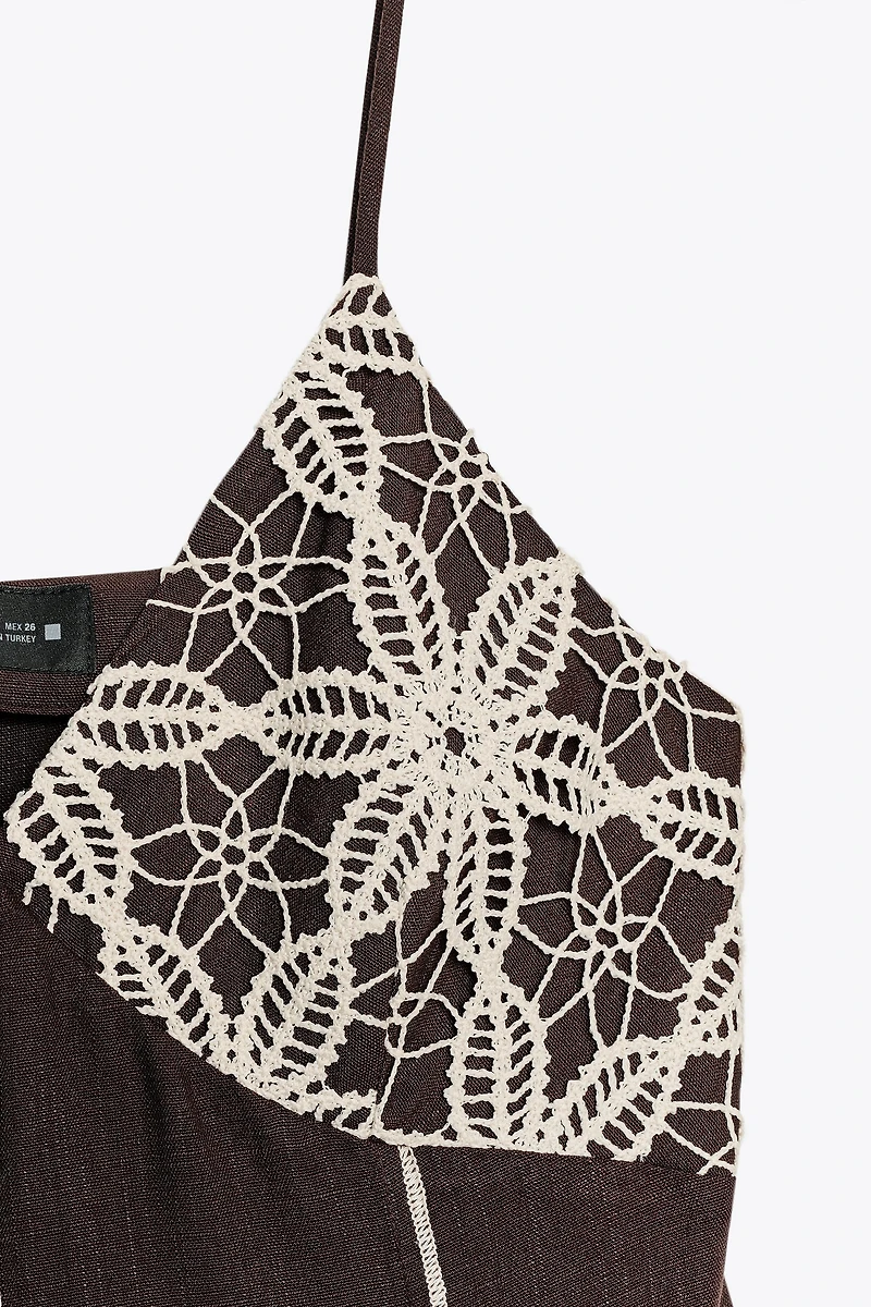 EMBROIDERED STRAPPY MIDI DRESS