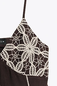 EMBROIDERED STRAPPY MIDI DRESS