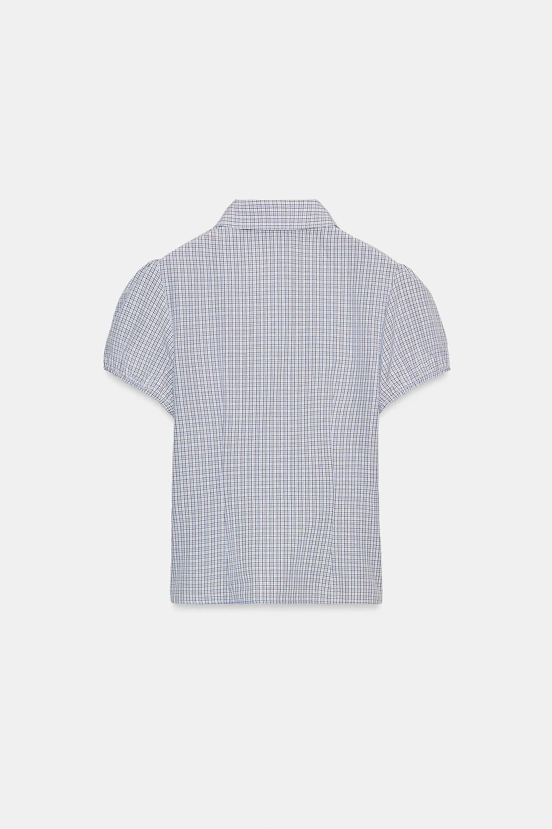 CHECKED ELASTIC POPLIN SHIRT