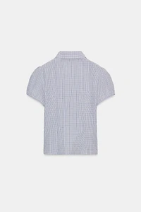CHECKED ELASTIC POPLIN SHIRT