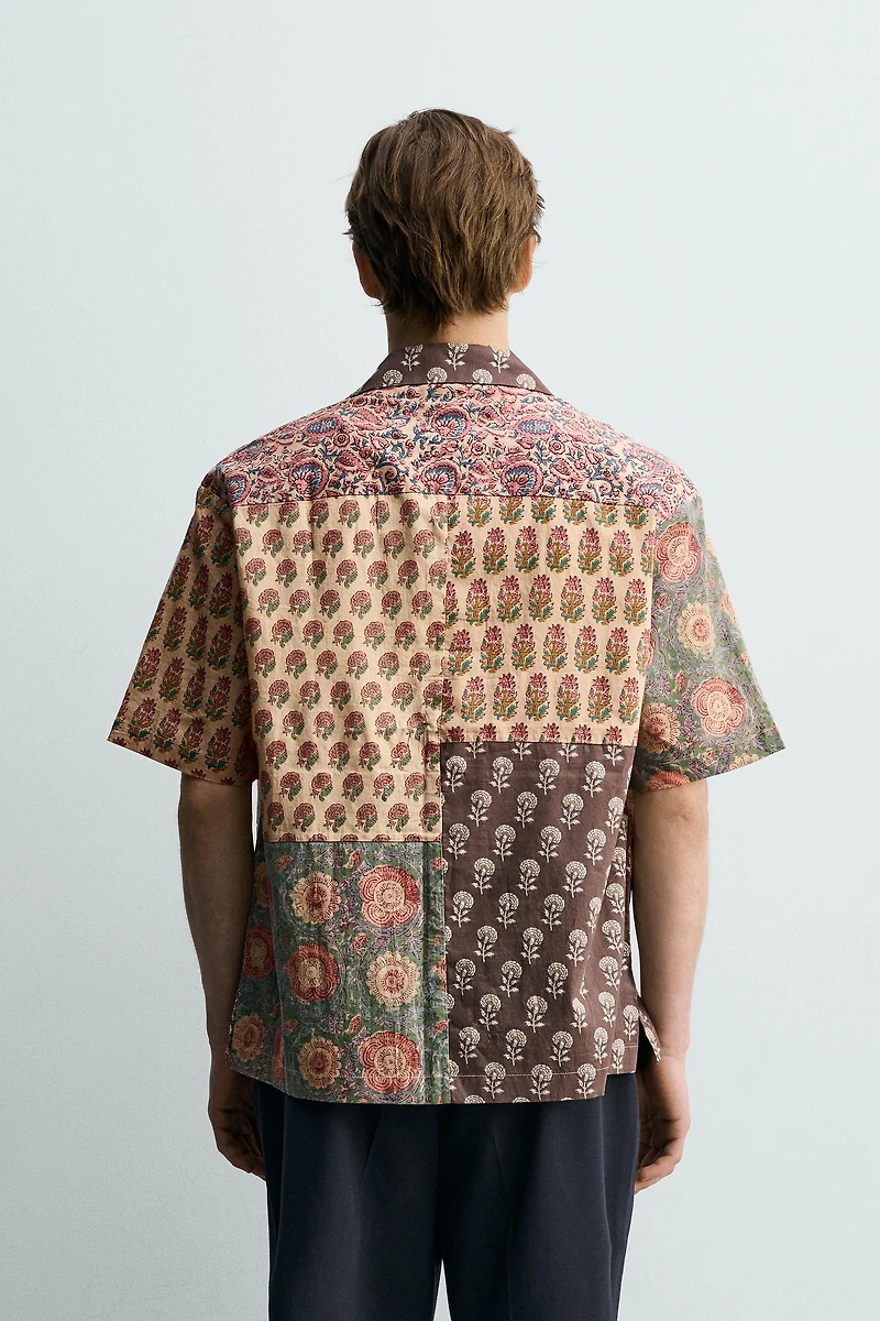 RELAXED FIT PATCHWORK PRINT SHIRT