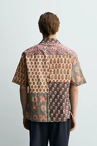 RELAXED FIT PATCHWORK PRINT SHIRT