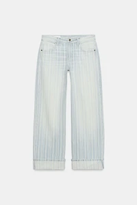 TRF LOW RISE STRIPED FOLDED LOOSE JEANS