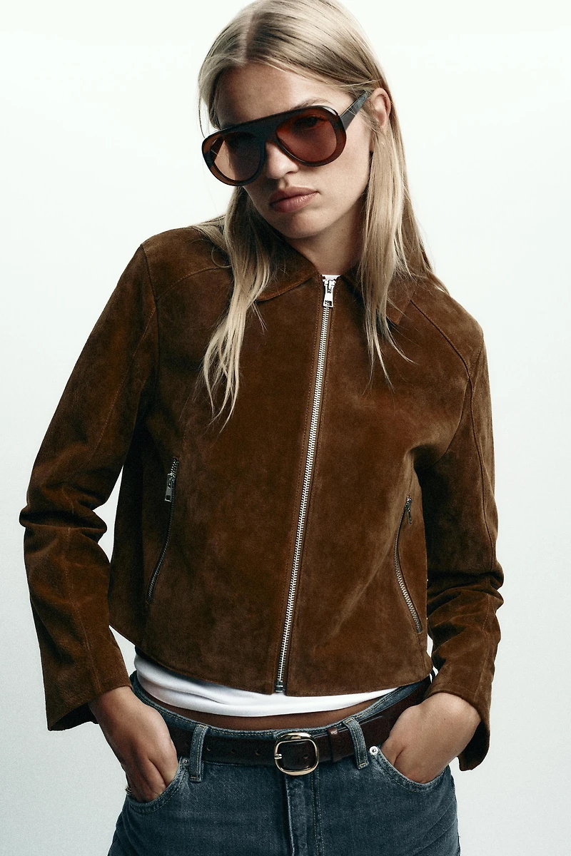 100% LEATHER SHORT JACKET